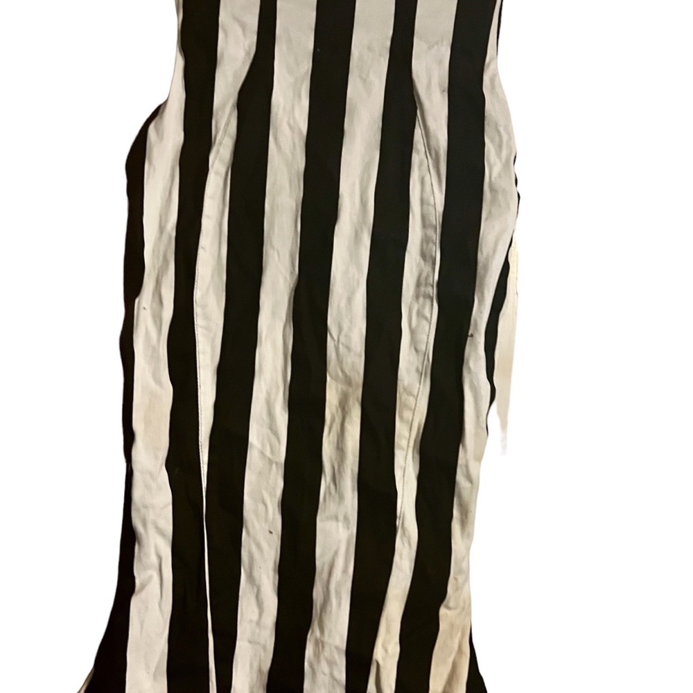 S Laura Byrnes PUG Black and White striped Halloween long skirt